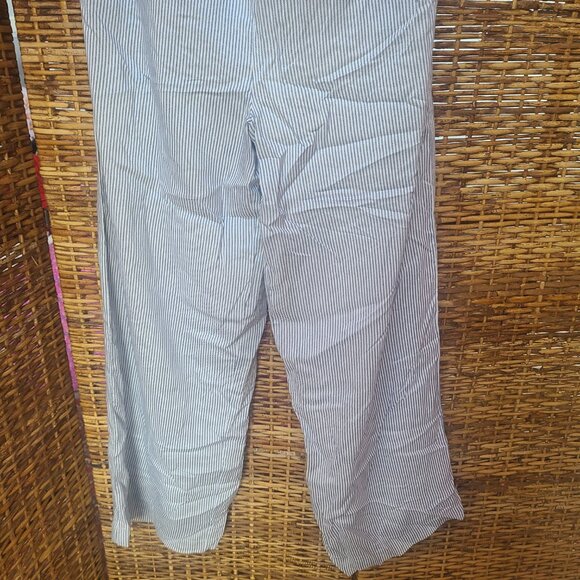 Japna Blue White Stripe Sleeveless One-Jumpsuit Size Large Embroidered - Picture 4 of 8